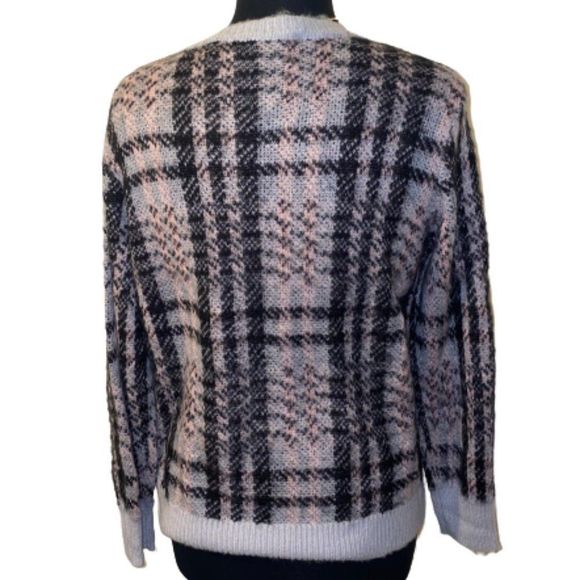 Westbound Sweaters - 🆕Westbound Plaid Blk, Pink & Gray Sweater PL NWOT